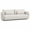 Canapé droit 3 places 220 x 95 x 78 cm tissu polyester beige structure bois massif assise rembourrée pieds bas noirs