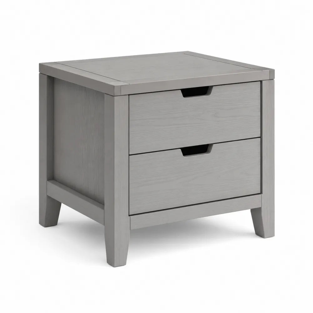 Table de chevet 50 x 40 x 45 cm gris avec 2 tiroirs structure panneaux de bois d’ingénierie MDF pieds en bois rectangulaire