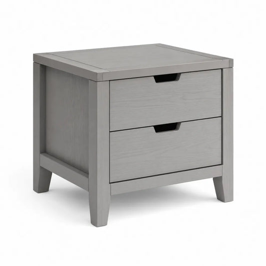 Table de chevet 50 x 40 x 45 cm gris avec 2 tiroirs structure panneaux de bois d’ingénierie MDF pieds en bois rectangulaire
